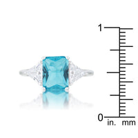 Blue Topaz Cubic Zirconia Rhodium Engagement Ring