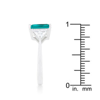 Classic Aqua Rhodium Crystal Engagement Ring