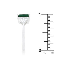 Emerald Radiant-Cut Rhodium Engagement Ring