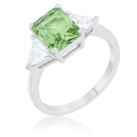 Apple Green Rhodium Engagement Ring