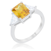 Canary Yellow Radiant Rhodium Engagement Ring
