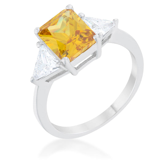 Canary Yellow Radiant Rhodium Engagement Ring