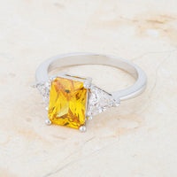 Canary Yellow Radiant Rhodium Engagement Ring