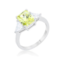 Peridot Rhodium Engagement Ring