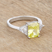 Peridot Rhodium Engagement Ring