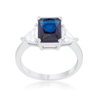 Classic Sapphire Cubic Zirconia Sterling Silver Engagement Ring