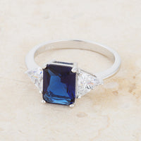 Classic Sapphire Cubic Zirconia Sterling Silver Engagement Ring