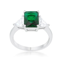 Emerald Green Sterling Silver Engagement Ring