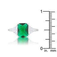 Emerald Green Sterling Silver Engagement Ring