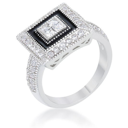 Shira 0.7 ct CZ Rhodium Antique Ring