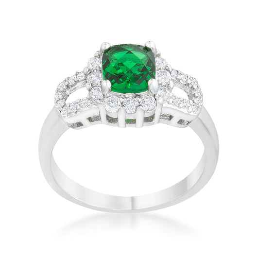 Liz 1.1ct Emerald CZ Rhodium Ring