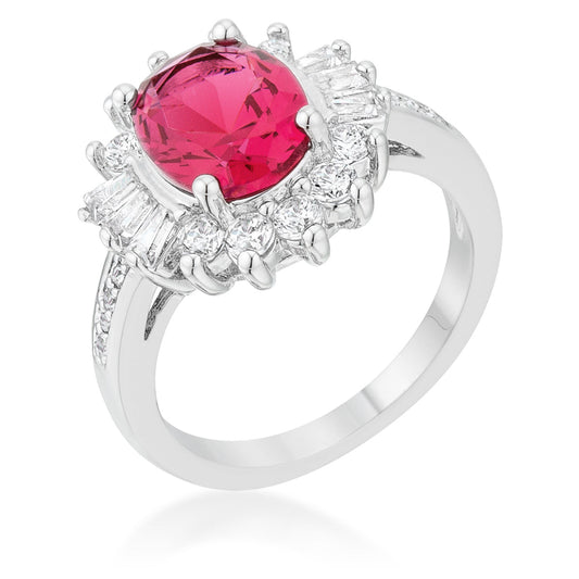 Chrisalee Aqua CZ Rhodium Classic Ring