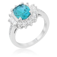 Chrisalee 3ct Aqua Crystal Rhodium Classic Ring