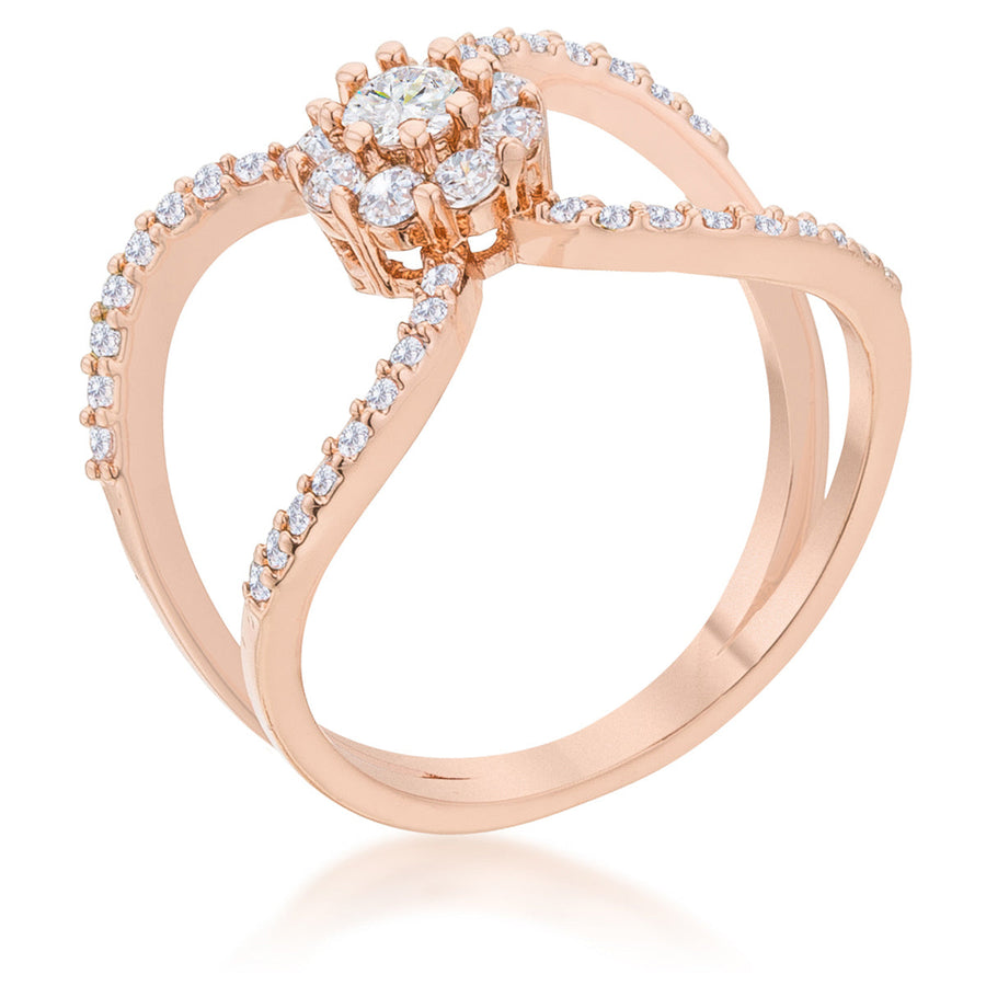 Joyce Floral Wrap Ring, 0.4ct Crystal, Rose Goldtone