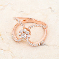 Joyce Floral Wrap Ring, 0.4ct Crystal, Rose Goldtone