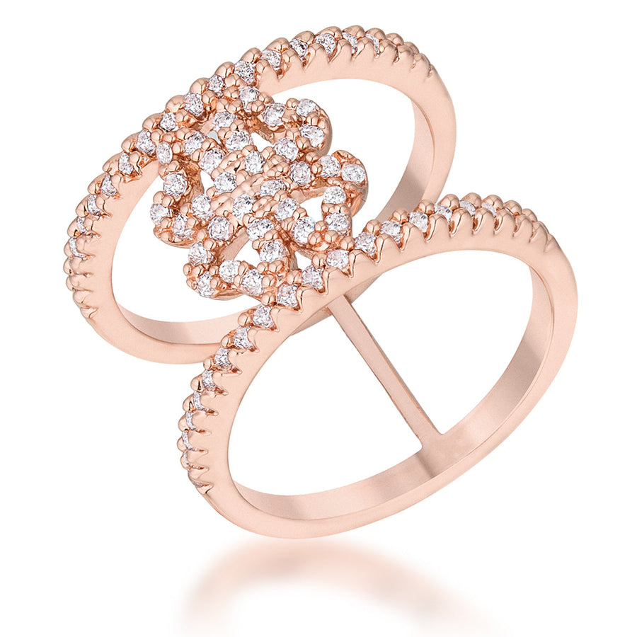 Lauren 0.4ct Crystal Rose Gold Clover Wrap Ring