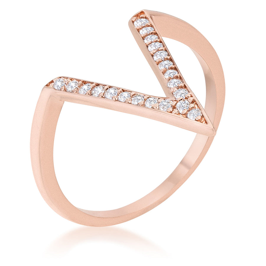 Michelle V-Shape Rose Gold Crystal Ring