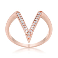 Michelle V-Shape Rose Gold Crystal Ring