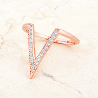 Michelle V-Shape Rose Gold Crystal Ring