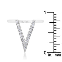Michelle V-Shape Rhodium Crystal Ring