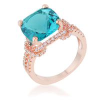 Charlene Aqua Crystal Rose Gold Statement Ring