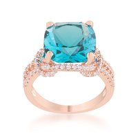 Charlene Aqua Crystal Rose Gold Statement Ring