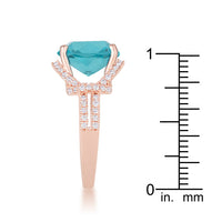 Charlene Aqua Crystal Rose Gold Statement Ring