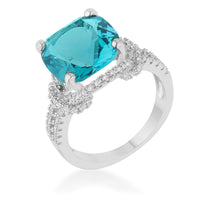 Charlene Aqua Crystal Rhodium Statement Ring