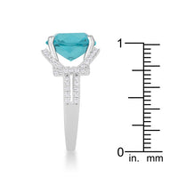 Charlene 6.2ct Aqua Cushion Crystal Rhodium Statement Ring