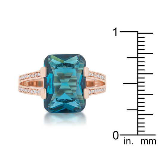 Rema Aqua CZ Rose Gold Emerald Cocktail Ring