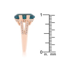 Rema Aqua Crystal Rose Gold Emerald Cocktail Ring