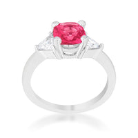 Shonda Fuchsia Cushion Crystal Rhodium Statement Ring