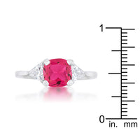 Shonda Fuchsia Cushion Crystal Rhodium Statement Ring