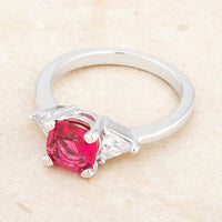 Shonda Fuchsia Cushion Crystal Rhodium Statement Ring