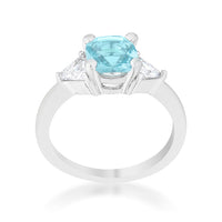 Shonda Blue Topaz Crystal Rhodium Cushion Ring