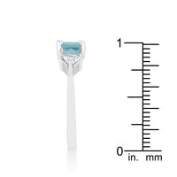 Shonda Blue Topaz Crystal Rhodium Cushion Ring
