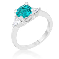 Shonda Aqua Cushion Crystal Rhodium Statement Ring