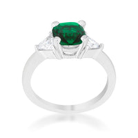 Shonda 1.8ct Emerald Cushion Crystal Rhodium Ring