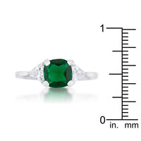 Shonda 1.8ct Emerald Cushion Crystal Rhodium Ring