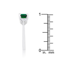Shonda 1.8ct Emerald Cushion Crystal Rhodium Ring