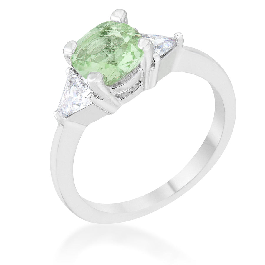Shonda 1.8ct Peridot Cushion Crystal Rhodium Ring