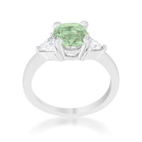 Shonda 1.8ct Peridot Cushion Crystal Rhodium Ring