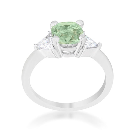 Shonda 1.8ct Peridot Cushion CZ Rhodium Ring