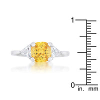 Shonda 1.8ct Canary Cushion Crystal Rhodium Ring