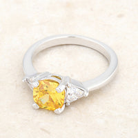 Shonda 1.8ct Canary Cushion Crystal Rhodium Ring