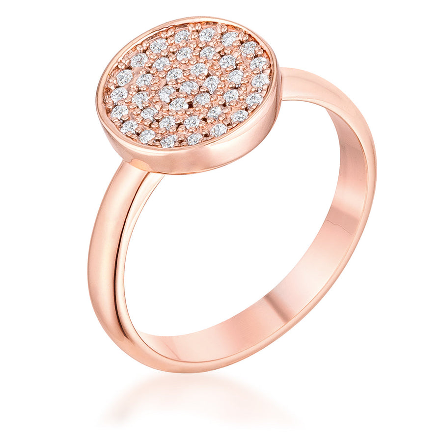 Rose Gold Pave Circle Ring (0.2 ct CZ)