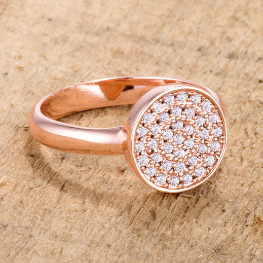Rose Gold Pave Circle Ring (0.2 ct CZ)