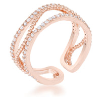 Marina 0.5ct Crystal Rose Gold Abstract Cuff Ring