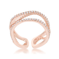 Marina 0.5ct Crystal Rose Gold Abstract Cuff Ring