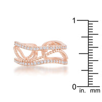 Marina 0.5ct Crystal Rose Gold Abstract Cuff Ring